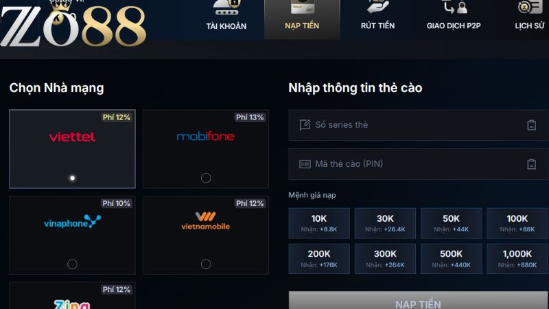 Nạp Tiền Zo88 - Hướng Dẫn Các Phương Thức Phổ Biến 2025 3 cac buoc nap tien zo88